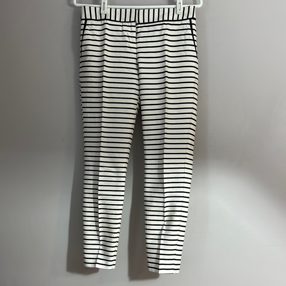 Express Columnist Pants Skinny Dress Slacks Ankle Black & White Striped